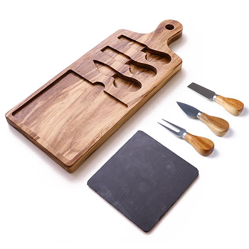 Elevate Your Entertaining with Our Wooden Serving Platter Cutting Cheese Board Set